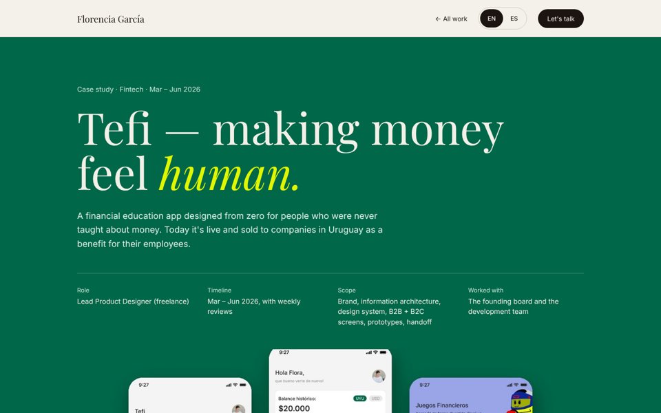 Top of the Tefi case study in green