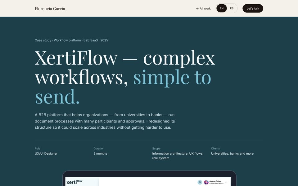 Top of the XertiFlow case study in teal