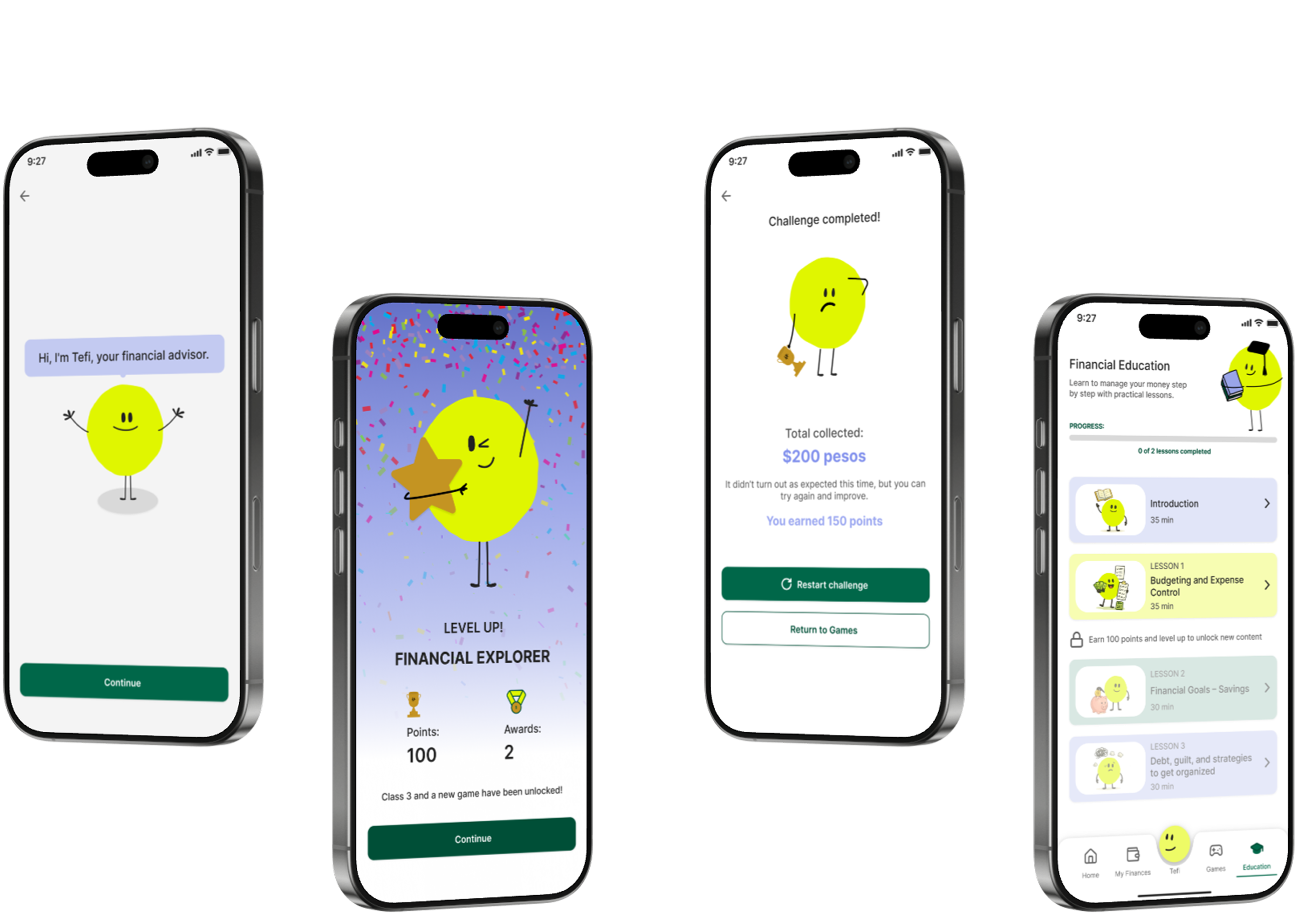 Tefi app screens