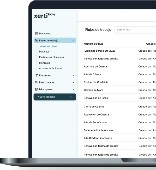 Xertify dashboard on MacBook Pro
